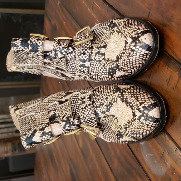 Chloe Snakeskin Ankle Boots with Gold Buckles - Picture 4 of 16
